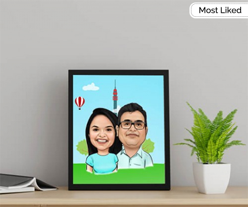 Caricature Couple Photo Frame