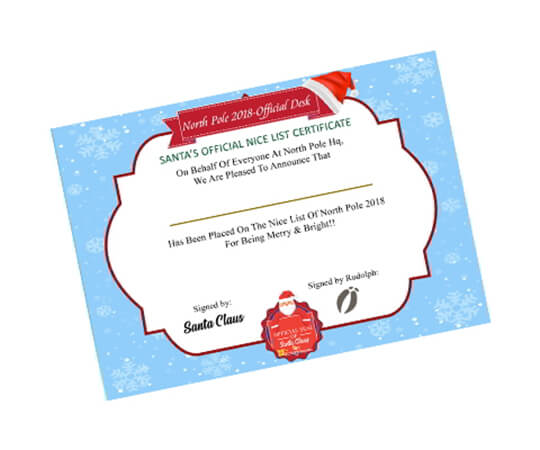 Being NICE Santa’s Certificate - Christmas Gift