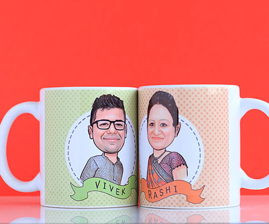 Couple caricature mug
