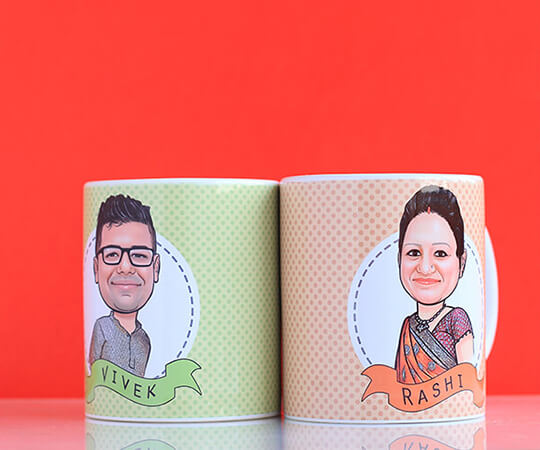 Couple caricature mug