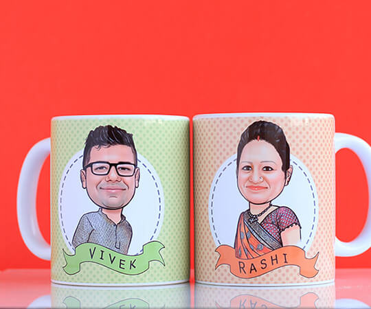 Couple caricature mug