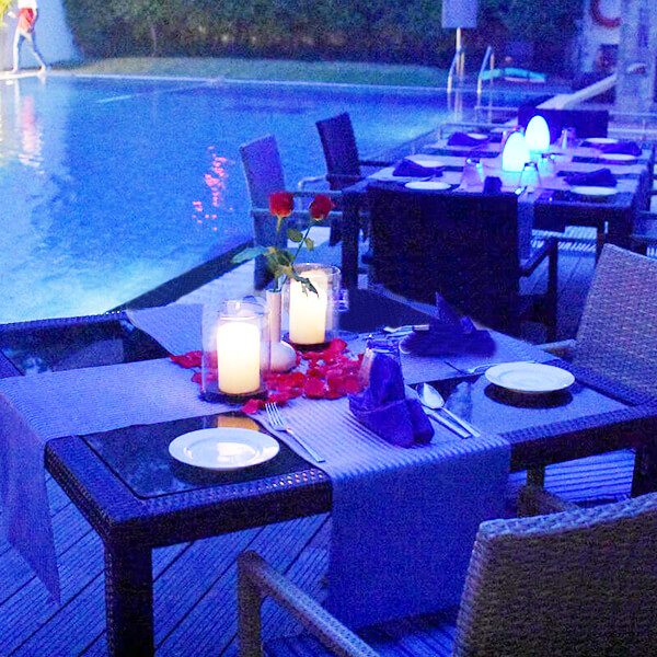 Serene Poolside Dinner