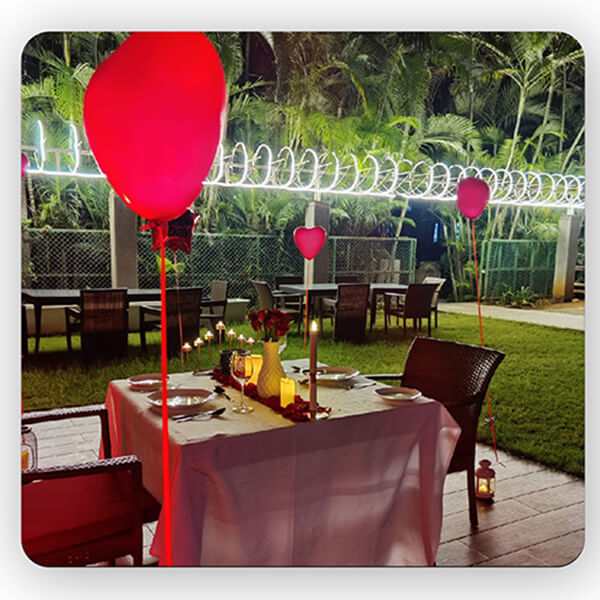 Open Area Special Candle Light Setup at Ellaa Hotel 4