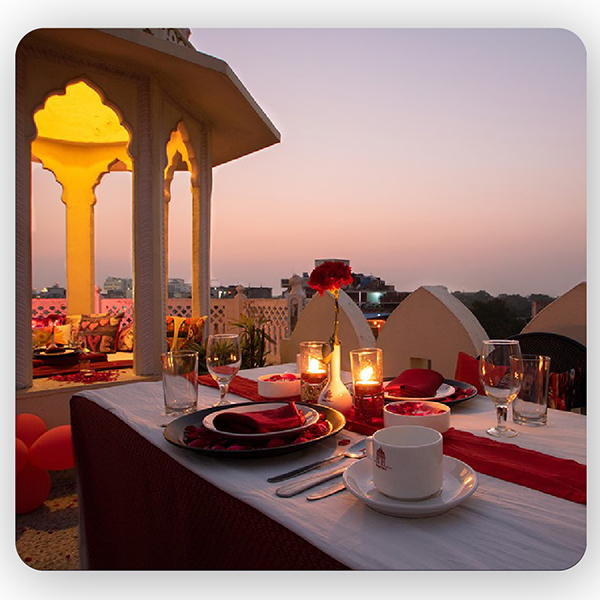 Romantic open air dinner at Hotel Sarang Palace Jaipur