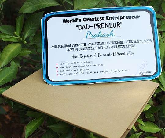 Certificate for Dad